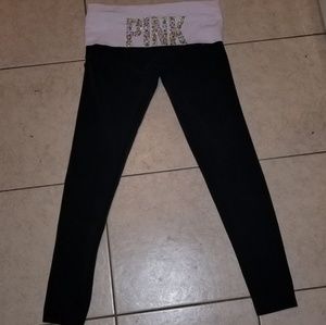 PINK yoga pants gems and jewels full length skinny